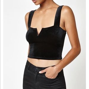 pacsun black velvet crop top NWT